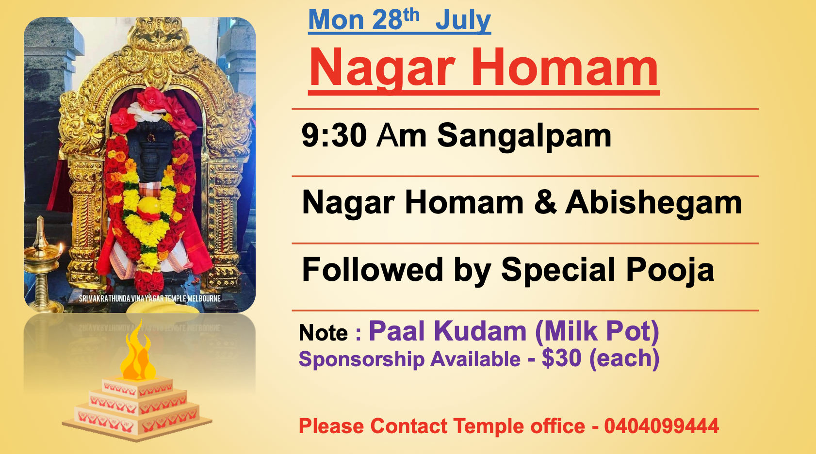 Mon 28th July – Nagar Homam